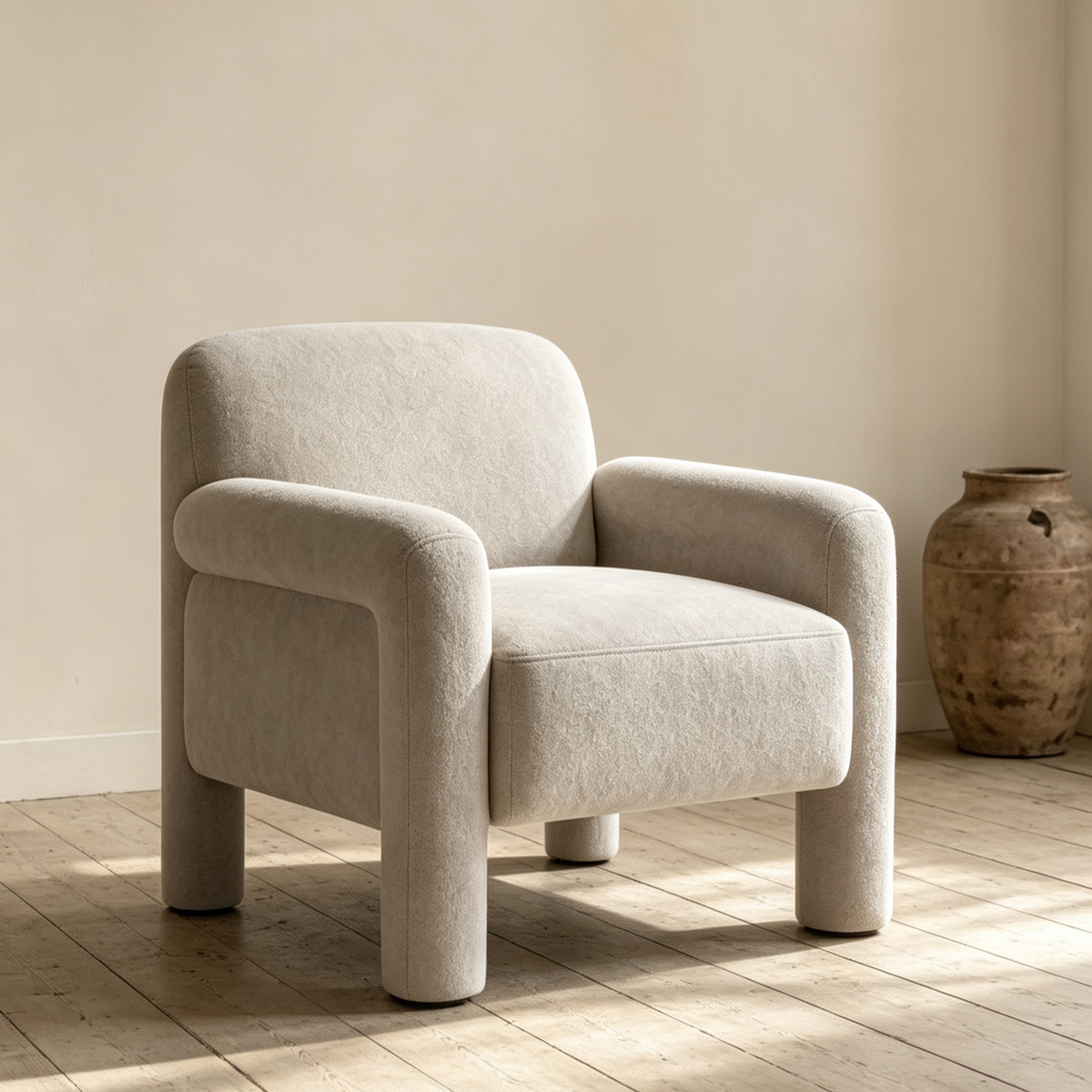 Sametové čalouněné křeslo do obývacího pokoje ve stylu Mid-Century Modern