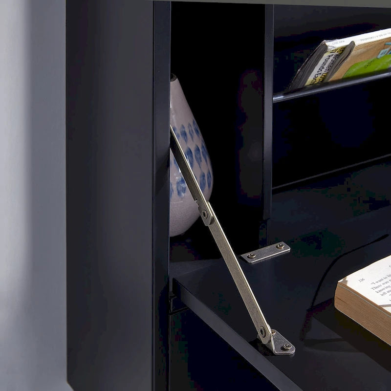 Skládací nástěnný stůl na notebook s přihrádkami a zásuvkou