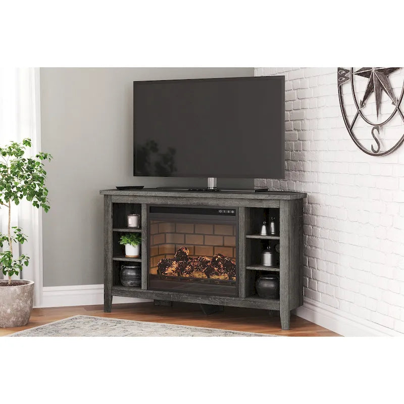 48" rohový TV stolek s elektrickou krbovou vložkou
