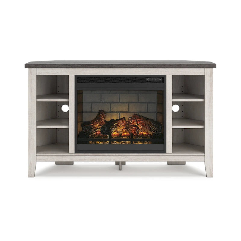 48" rohový TV stolek s elektrickou krbovou vložkou