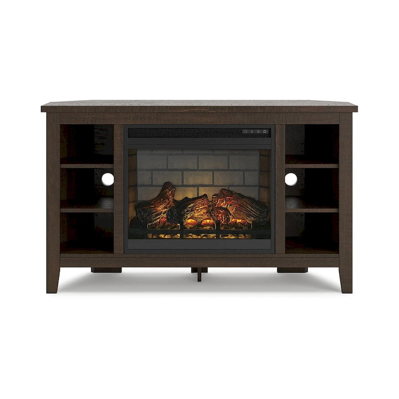 48" rohový TV stolek s elektrickou krbovou vložkou