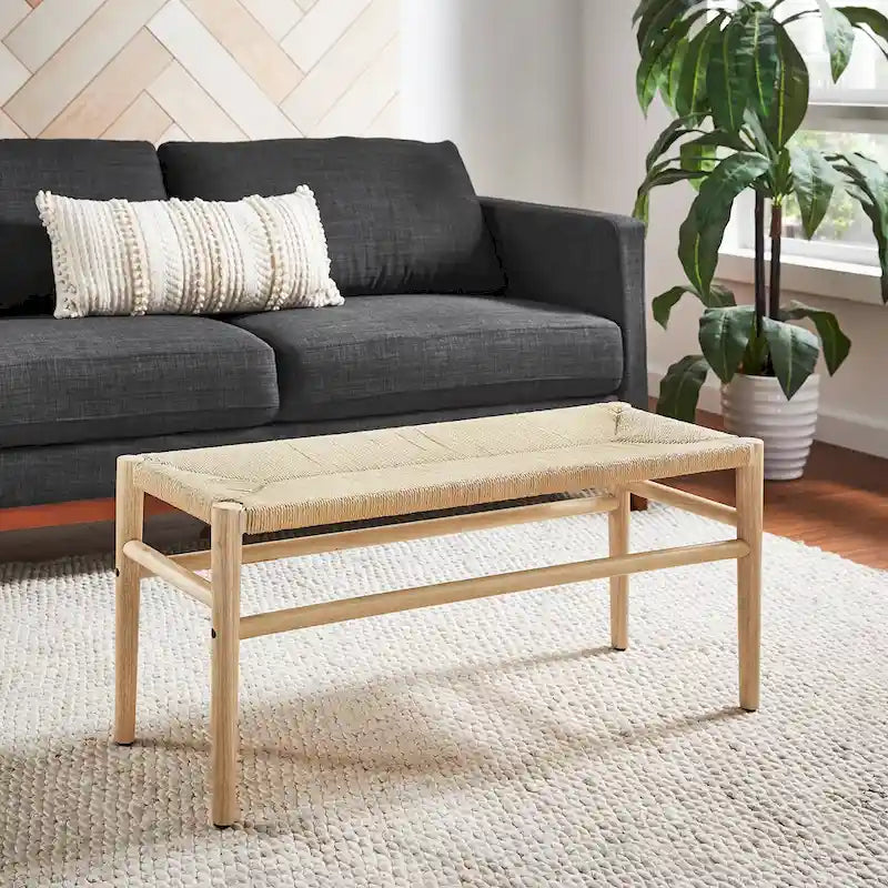 Giethoorn Solid Wood Bench with Weave Rope by iNSPIRE Q Modern