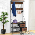 Hall Tree with Bench, Can Divided into freestanding Shoe Bench and Wall Rack