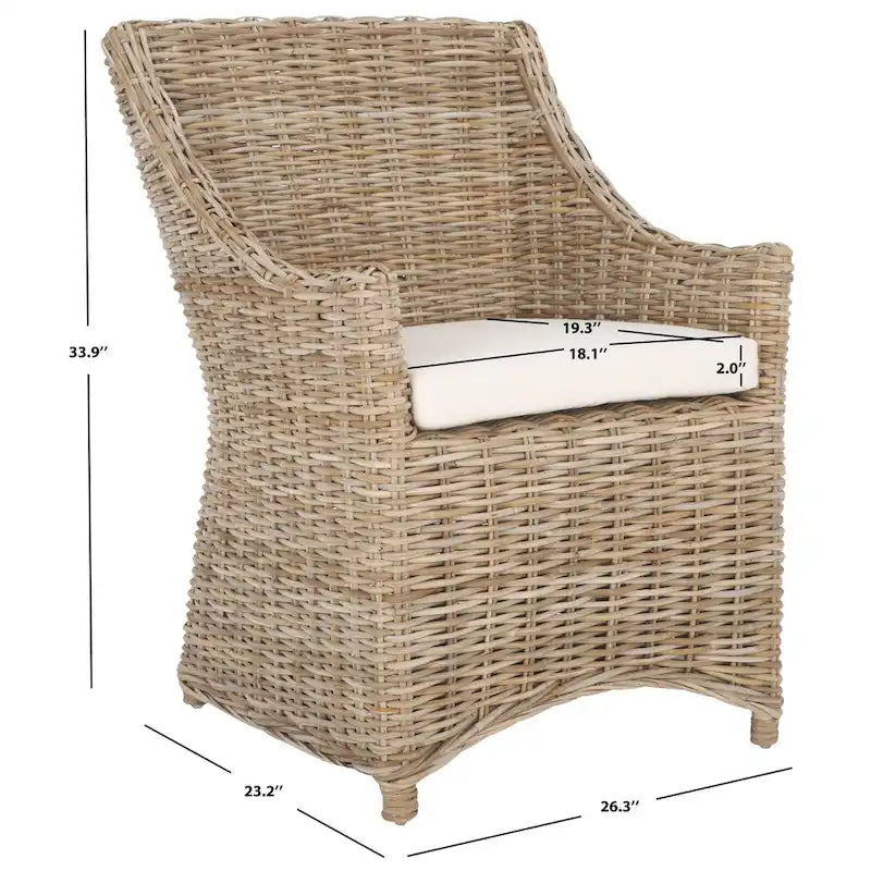 Proutěné křeslo Wingback v barvě Washed Brown - 26Š x 23H x 34V