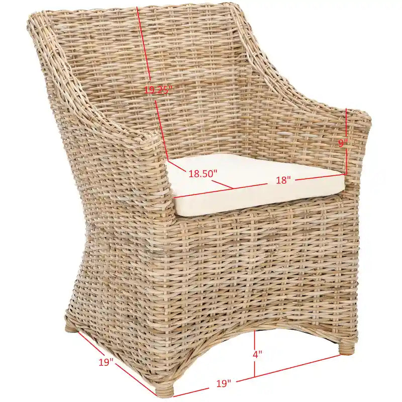 Proutěné křeslo Wingback v barvě Washed Brown - 26Š x 23H x 34V