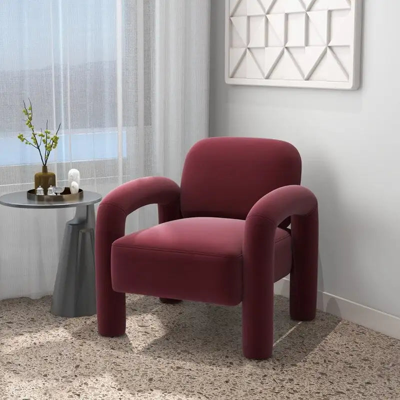 Sametové čalouněné křeslo do obývacího pokoje ve stylu Mid-Century Modern