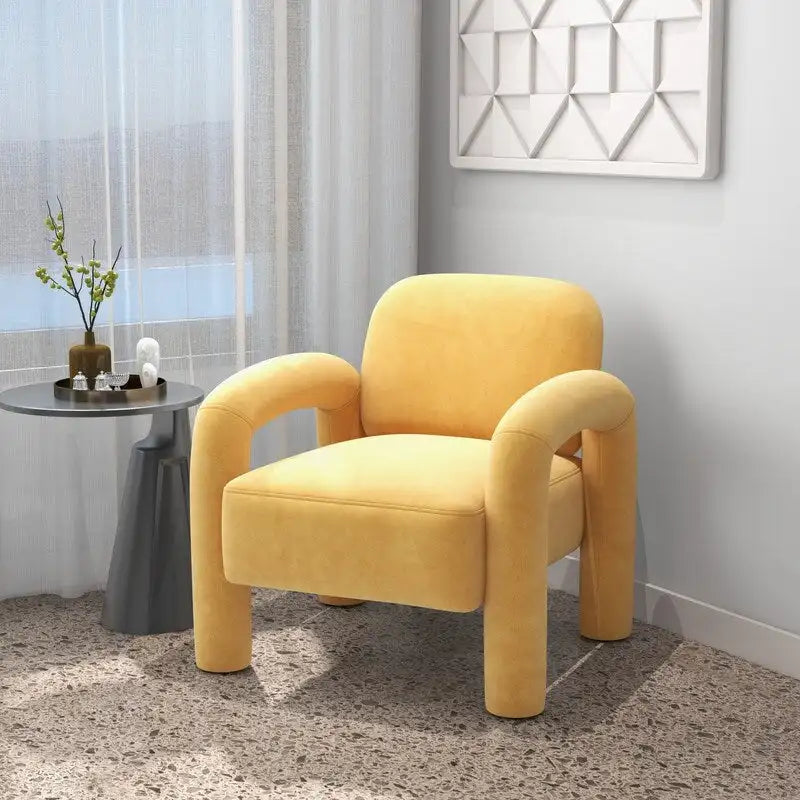 Sametové čalouněné křeslo do obývacího pokoje ve stylu Mid-Century Modern
