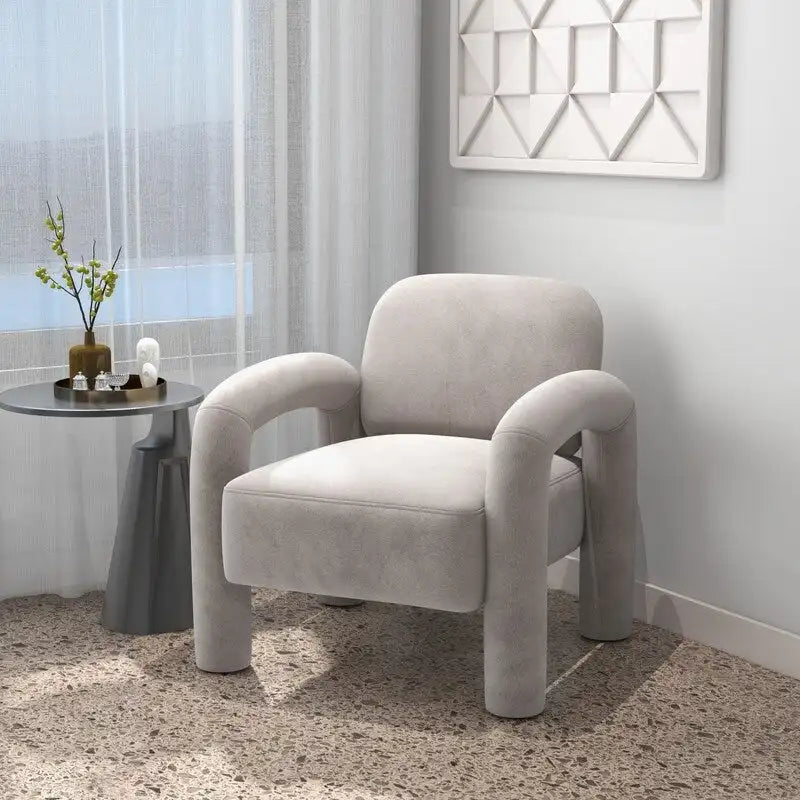 Sametové čalouněné křeslo do obývacího pokoje ve stylu Mid-Century Modern