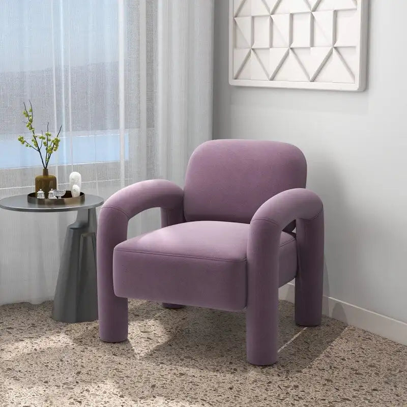 Sametové čalouněné křeslo do obývacího pokoje ve stylu Mid-Century Modern