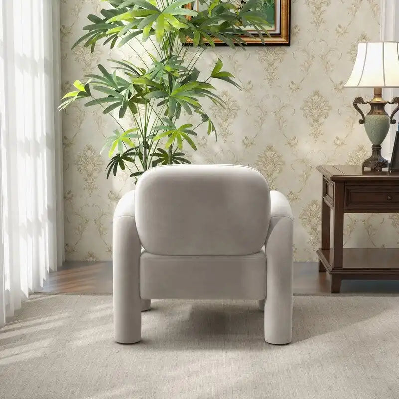Sametové čalouněné křeslo do obývacího pokoje ve stylu Mid-Century Modern