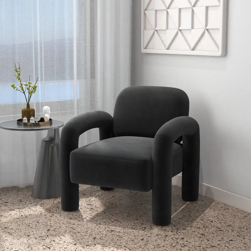 Sametové čalouněné křeslo do obývacího pokoje ve stylu Mid-Century Modern