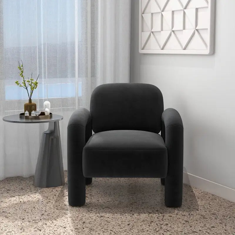 Sametové čalouněné křeslo do obývacího pokoje ve stylu Mid-Century Modern