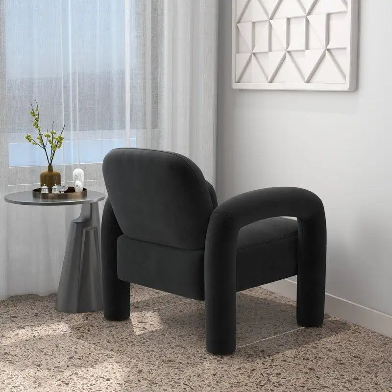 Sametové čalouněné křeslo do obývacího pokoje ve stylu Mid-Century Modern