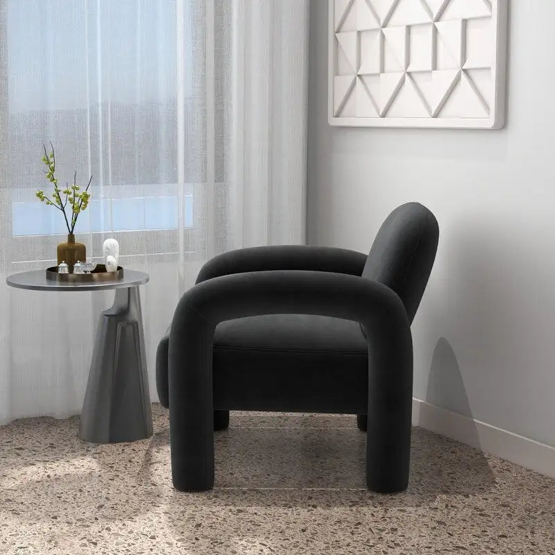 Sametové čalouněné křeslo do obývacího pokoje ve stylu Mid-Century Modern