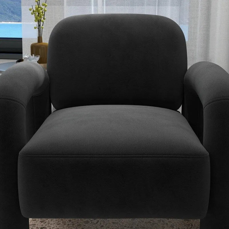 Sametové čalouněné křeslo do obývacího pokoje ve stylu Mid-Century Modern