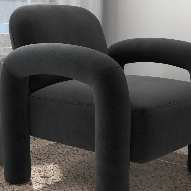 Sametové čalouněné křeslo do obývacího pokoje ve stylu Mid-Century Modern