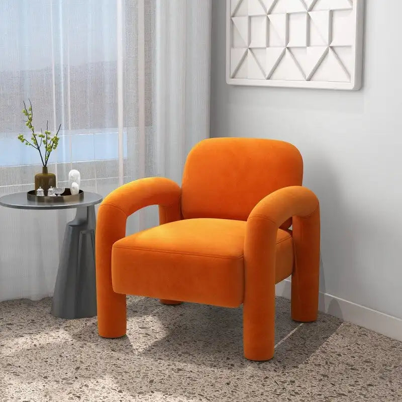 Sametové čalouněné křeslo do obývacího pokoje ve stylu Mid-Century Modern