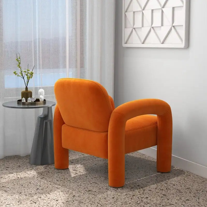 Sametové čalouněné křeslo do obývacího pokoje ve stylu Mid-Century Modern