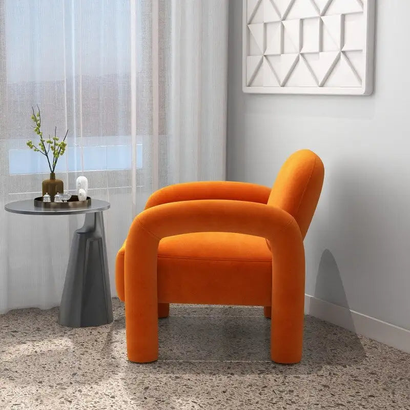 Sametové čalouněné křeslo do obývacího pokoje ve stylu Mid-Century Modern
