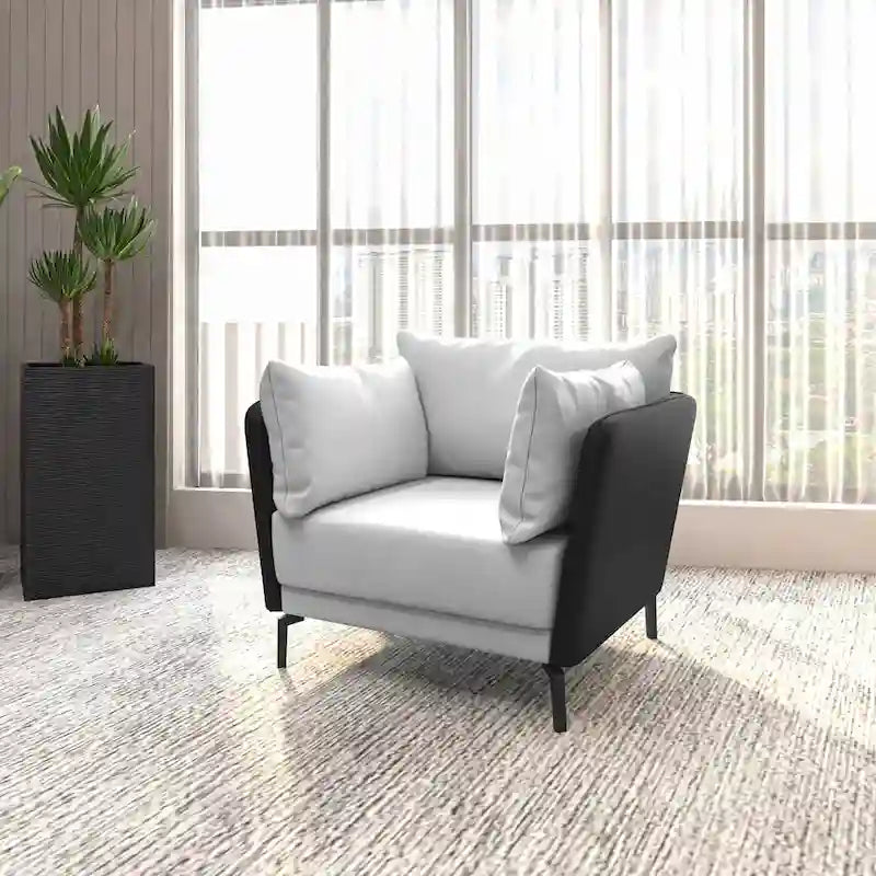 Luxify Modern Single-Seater Sofa in Upholstered PU Leather with Metal Legs for Living Room Accent Chair
